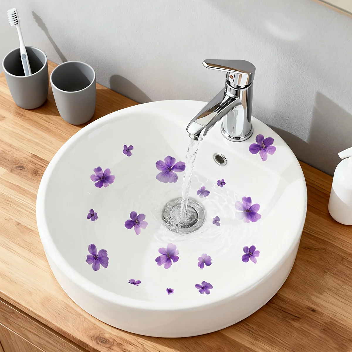 1p purple flower wall stickers, stickers, suitable for living room, bedroom, study.
