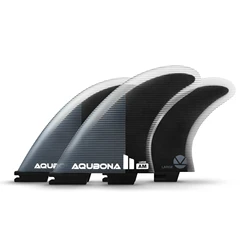 AQUBONA Twin Tab Thruster 3 Fins for Surfing - Honeycomb Fiberglass M/L Sizes Black Surfboard Fin with Screws and Fin Key