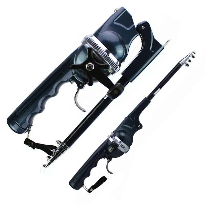 

Foldable fishing rod with integrated hidden wheels and built-in fishing line, portable pocket, throwing rod, road and sub rod