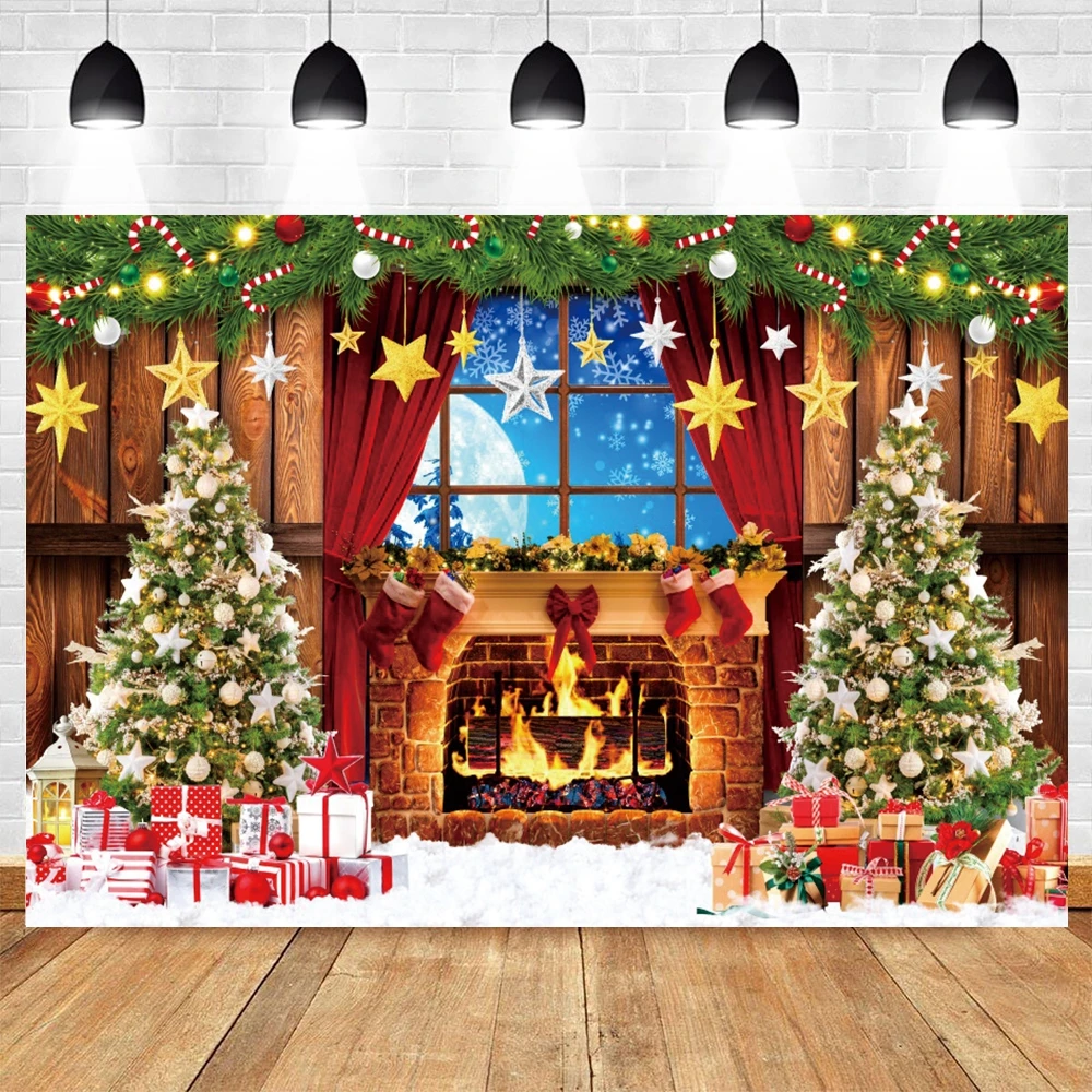 冬のクリスマス写真撮影背景木製ボードカラフルなライトペンダン - Photography Lighting And Background のレビューと価格