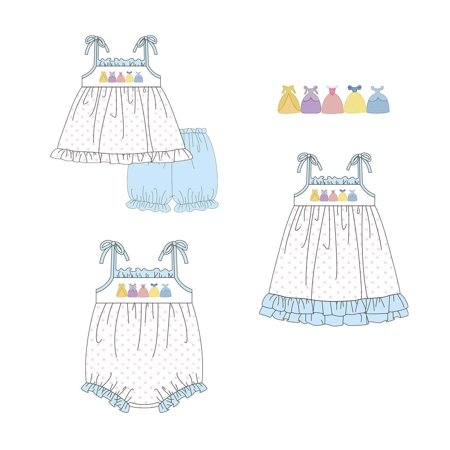 

Summer Sisters Clothing Skirt Pattern Suspenders Dress Set Newborn Romper Cute Boutique Kids Clothes Wholesale