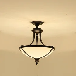 Modern American Country Led Chandelier Glass Lampshade Wrought Iron Lustre Bedroom Kitchen Lighting Living Room Ceiling Lamp Fix