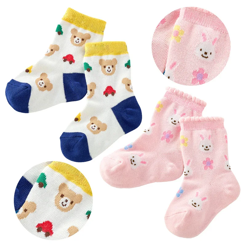 Princess Socks for Baby Girl Japanese Kids Socks Cartoon Little Bear Rabbit  Alphabet  in Tube Sock
