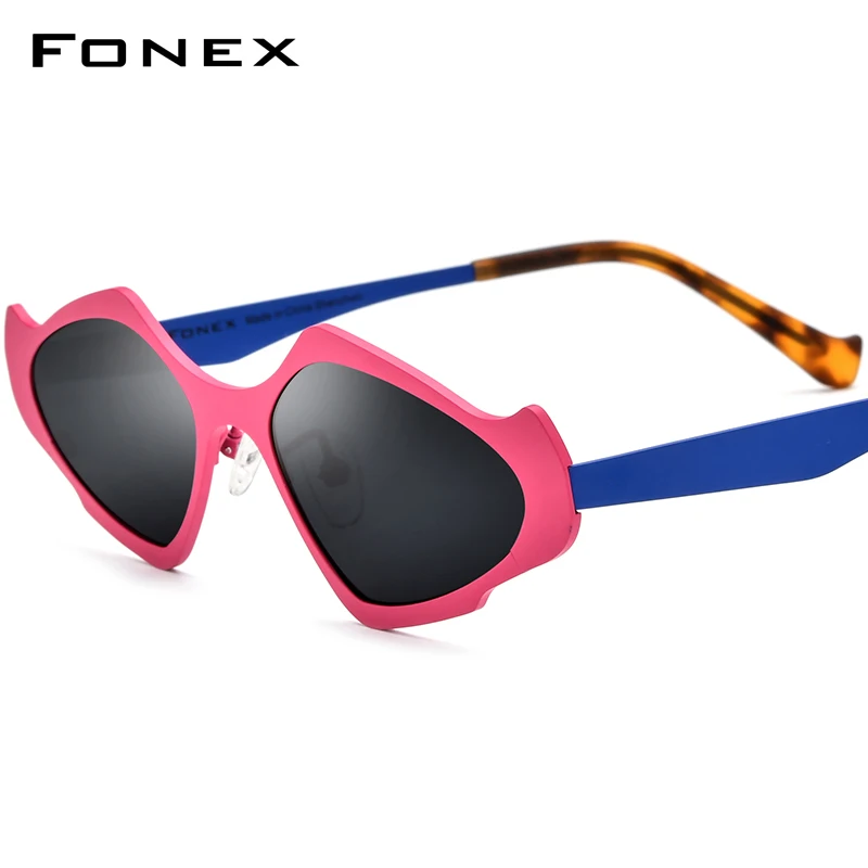 

FONEX Pure Titanium Sunglasses Men 2024 New Retro Vintage UV400 Cat Eye Polarized Sun Glasses for Women Shades F85811T