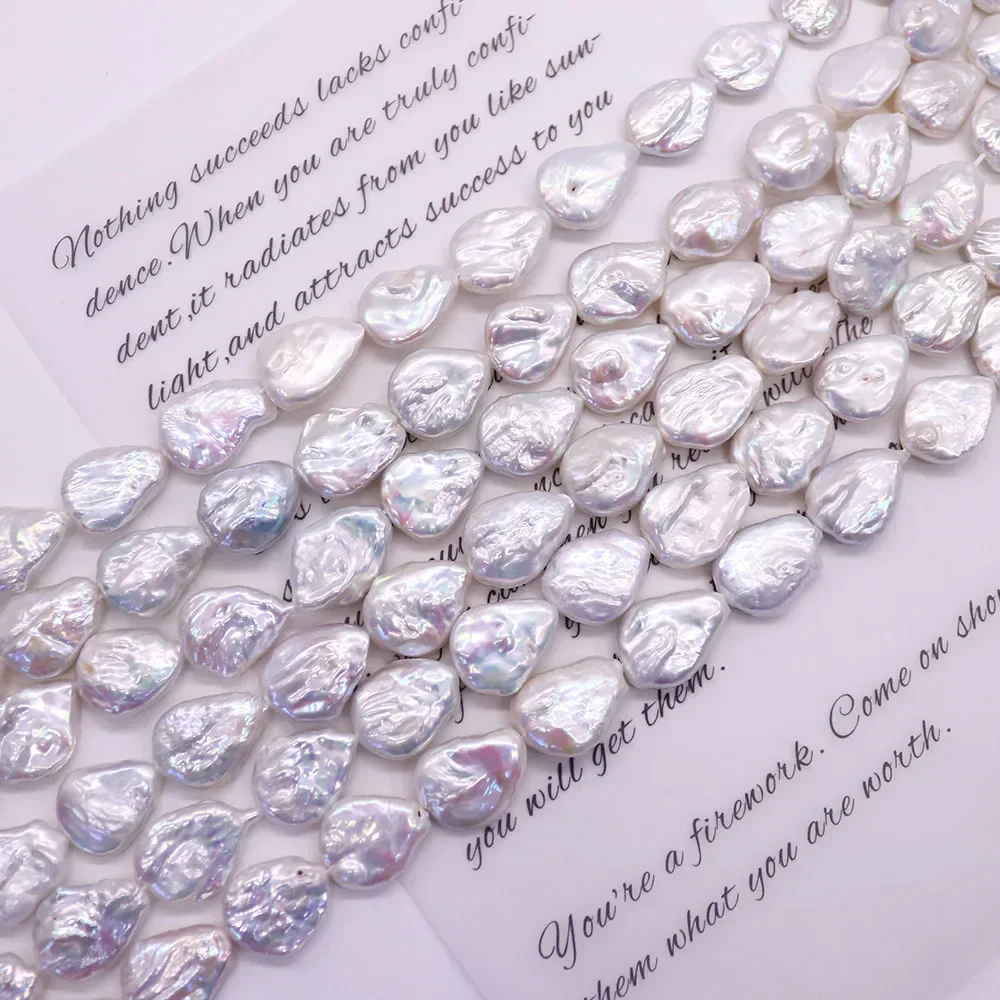 Irregular Flat Teardrop-shaped Loose Pearl Beads Natural Freshwater Straight-hole Beaded Strings DIY Charming Jewelry Necklaces