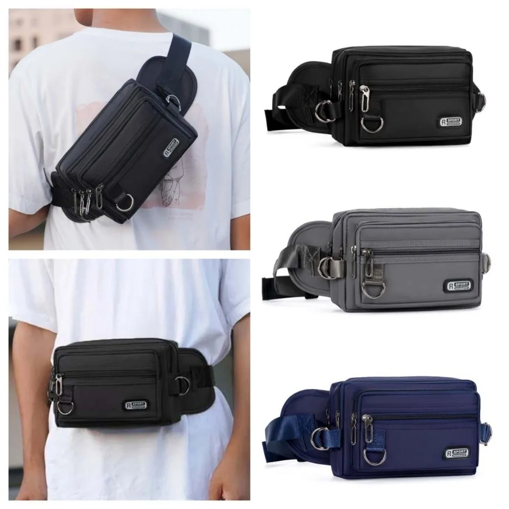 

Japanese Fashion Large Capacity Men Waist Bag Lightweight Crossbody Men Chest Bag Oxford Cloth Multi Function Fanny Pack Gym