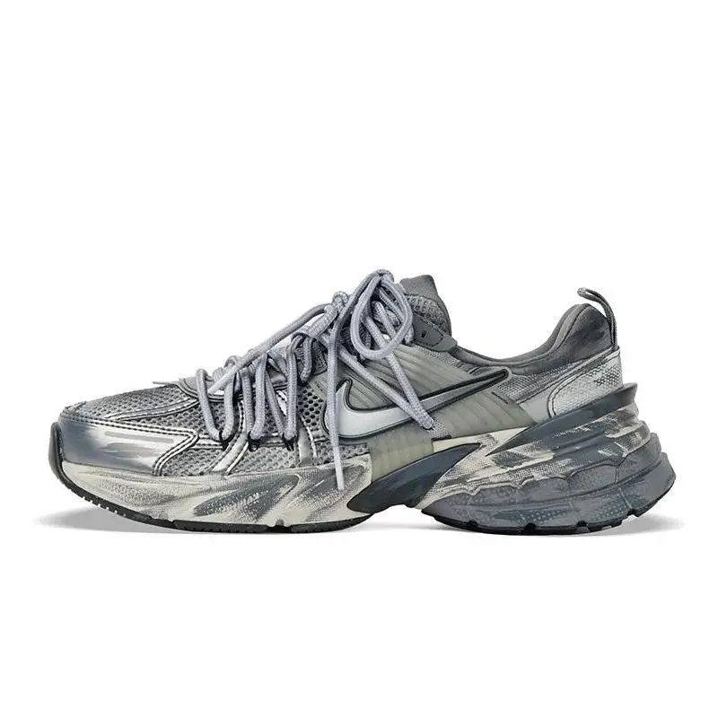 【Customize】Nike V2K Run Running Shoes Women's Low-top Gray/Silver Sneakers shoes FD0736-003