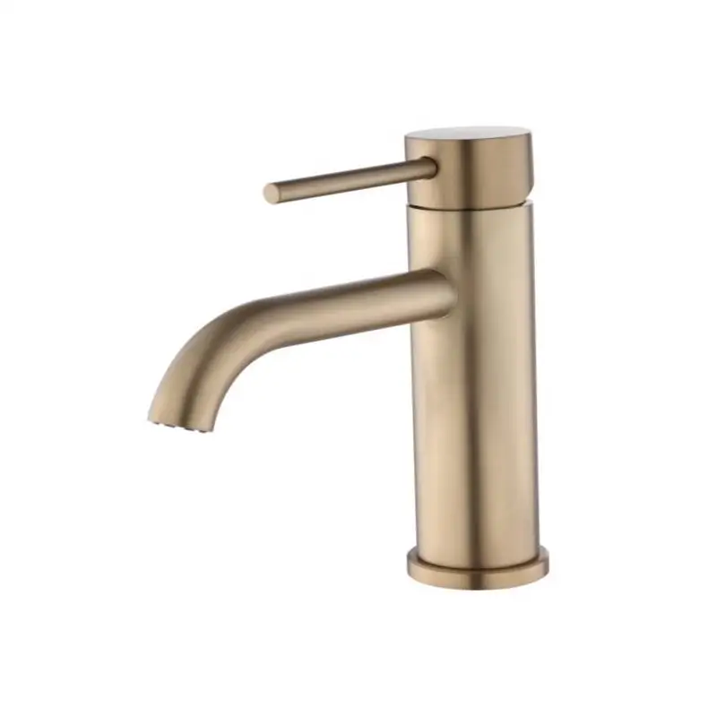 

Brushed Gold Single Handle Bathroom Faucet, Stainless Steel Lavatory Faucet, Single Hole Design