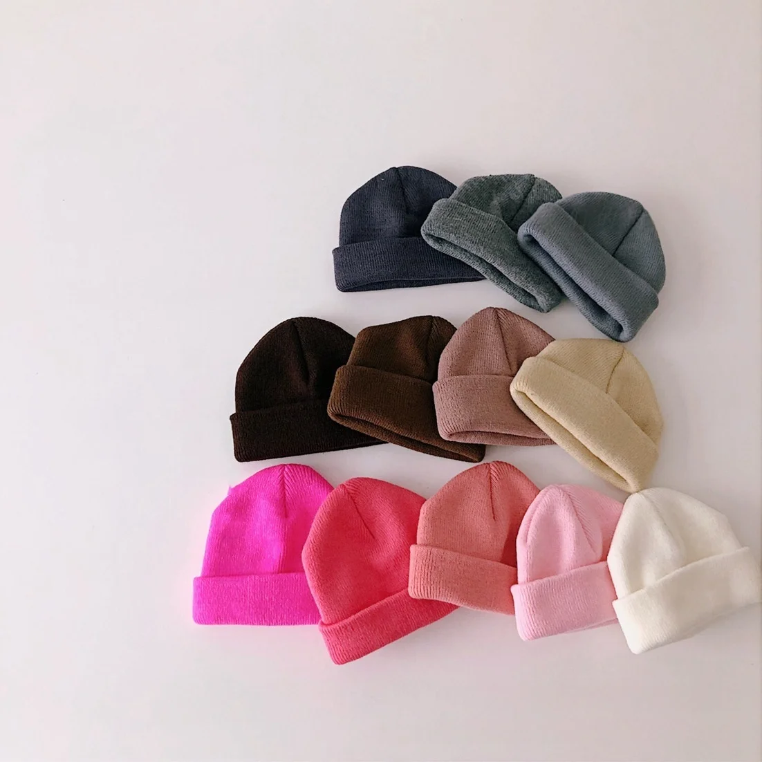 

Soft Warm Infant Headwear Autumn Toddler Kids Knitted Cap Baby Girls Boys Cotton Knit Beanie Hat Candy Colored Cuffed Winter Cap