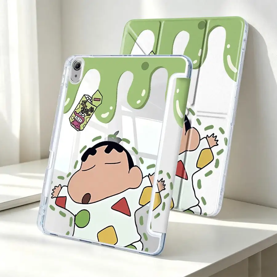 With Pen Slot Cover Tablet Case For Samsung Galaxy Tab S9 Plus S10 Lite A8 S7 FE S8 A11 A9 Plus Cute Shin-Chan