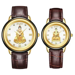 Buddha Jade Watch Couple Men Women Diamond Quartz Wristwatch Stone Case Gemstone Clock Lover Male Man Ladies Luxury Gold Watches