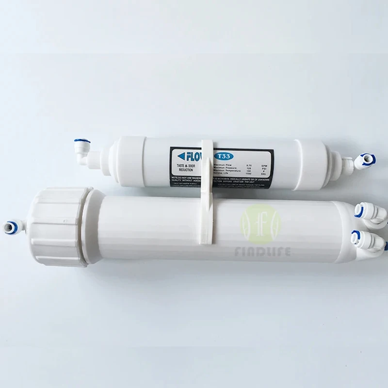 Quick connect 10 Inch T33 filter 2pcs fitting Water Purifier INLINE COCONUT Carbon Post WATER FILTER cartridge REVERSE OSMOSIS