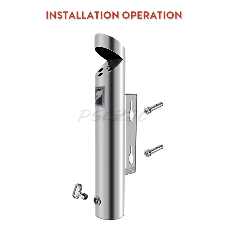 Wall Mounted Ashtray Stainless Steel 304 Ashtray Column with Lock Creative Hotel Cigarette Butt Bucket - view 4
