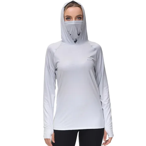 Bassdash FS23W Mulheres UPF 50 + Pesca Hoodie Camisa Com Máscara Facial Polegar Buracos