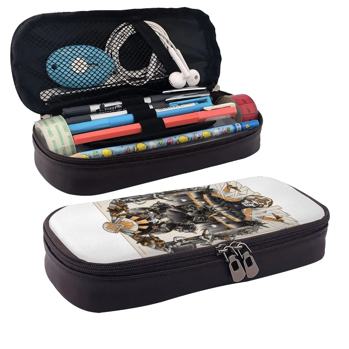 Ghost B.C. Band Leather Pencil Case Pen Holder Storage Stationery Supplies Big Capacity Pen Box Pencil Bag for Studen Gifts