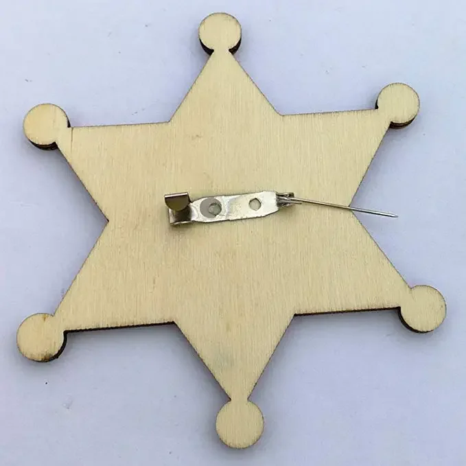 2pcs Wooden Ring Security Badge Hexagonal Star Wood Decorations for Flower Girl Boy Wedding Supplies