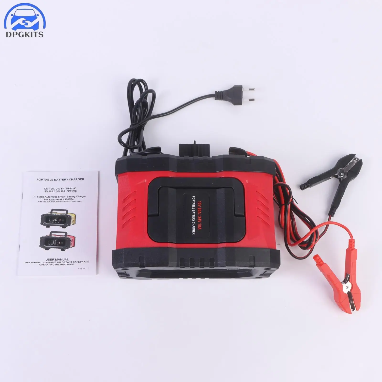 1 Buah Pengisi Daya Baterai Mobil Sepeda Motor Portabel 20A 300W 12V 24V 7 Tahap Pengisian Otomatis Perlindungan Tegangan Lebih dan Suhu Lebih