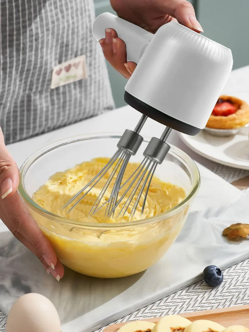 

Electric Whisk Twin Stick Model Electric Milk Froth USB Rechargeable 1200mAh 3 Speed Electric Mixer Cake Baking Kitchen Tools