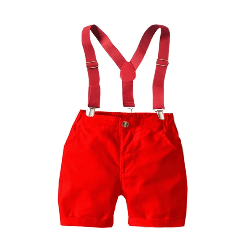 Shorts for 3-24 Months Baby Boy Newborn Fashion Red +Green Shorts With Suspender 2 PCS Suit For Birthday Party For Casual Outfit