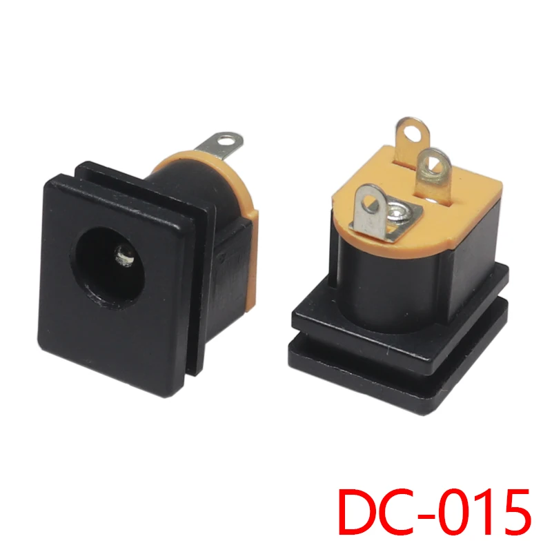 【5PCS】DC Power Socket DC-015 Jack 5.5X2.5MM Square Panel Mounting 5.5X2.1mm