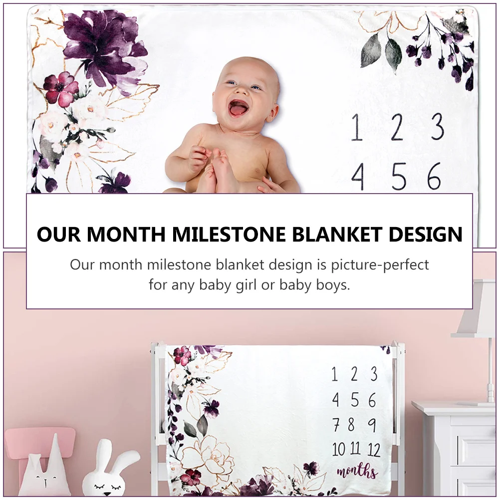 

Baby Blanket Flannel Commemorate Baby Monthly Growth Photo Prop Soft Skin-Friendly Photography Backdrop Blanket