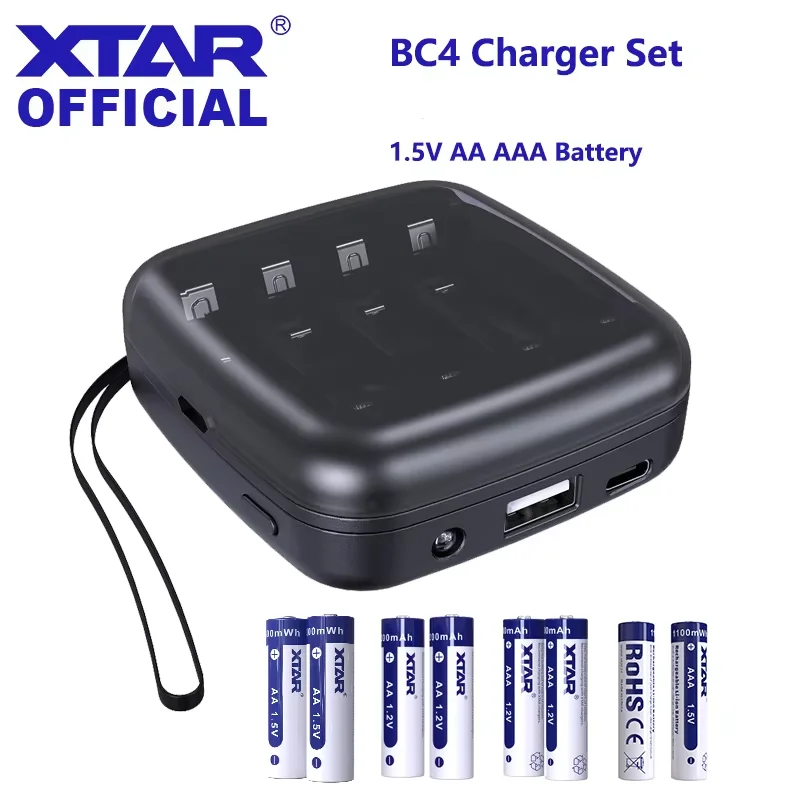 XTAR Batteries Set 1.5V Li-ion  AA AAA Rechargeable Battery BC4 Battery Charger