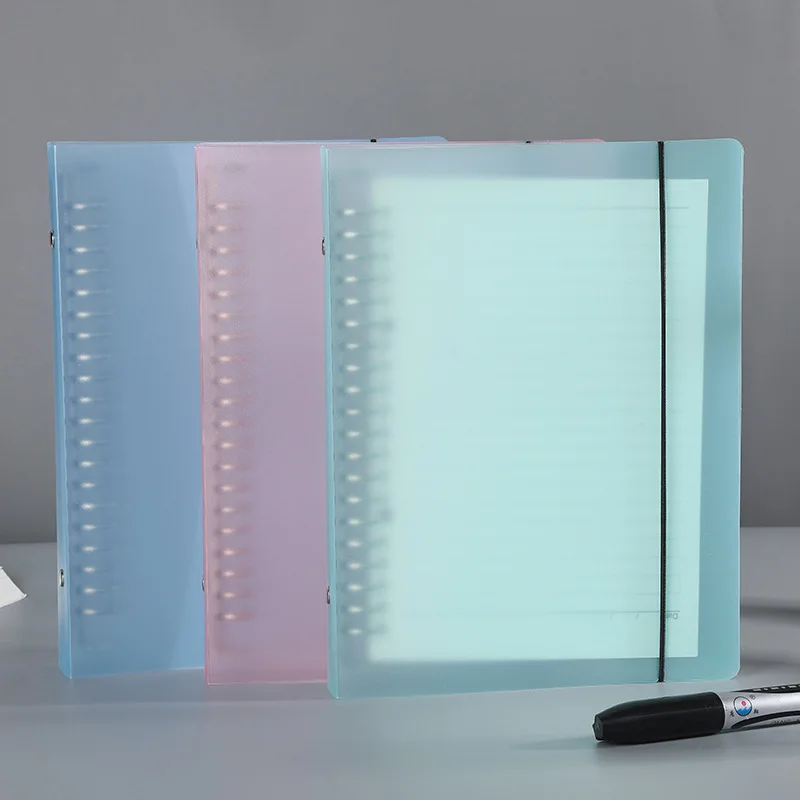 New Color Transparent Loose-leaf Notebook Removable Coil Notepad Porous Large Capacity Horizontal Line Checked Book