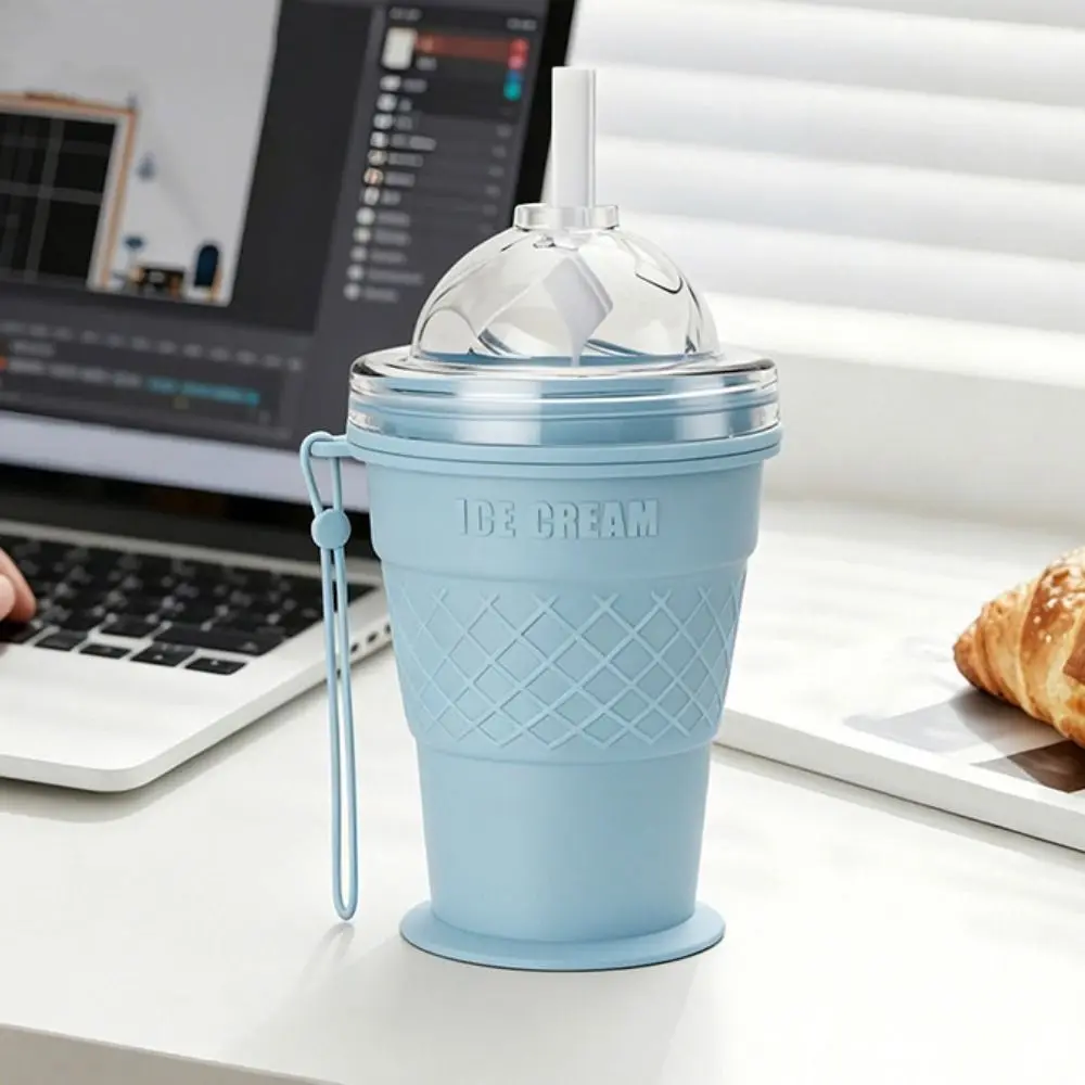 2 in 1 Foldable Ice Ball Cup Leak-Proof Ice Cream Design Ice Cube Water Bottle Portable Food Grade Ice Mold Cup Summer Outdoor