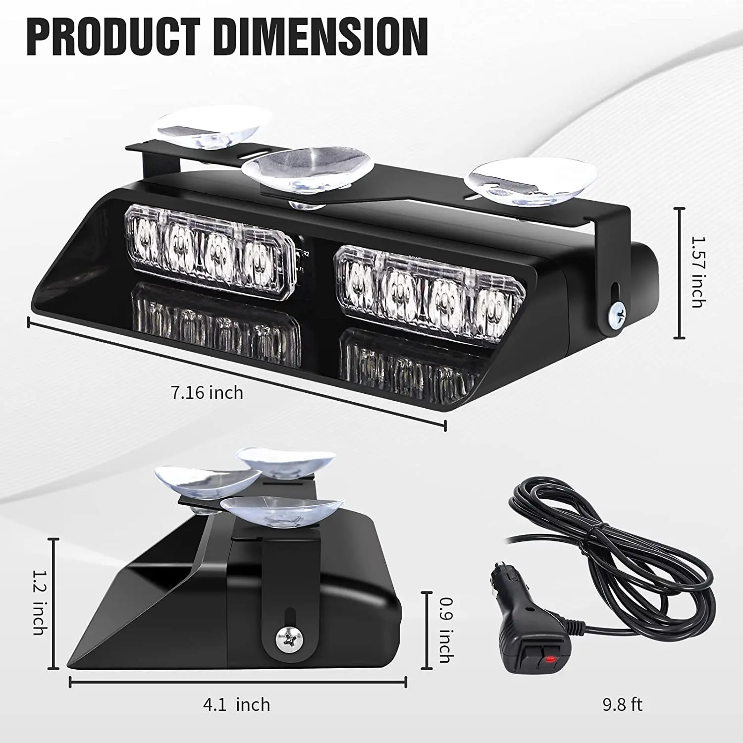 Luz de advertencia delantera 2 en 1, luz estroboscópica de parada, luz de ráfaga, luz de advertencia de peligro