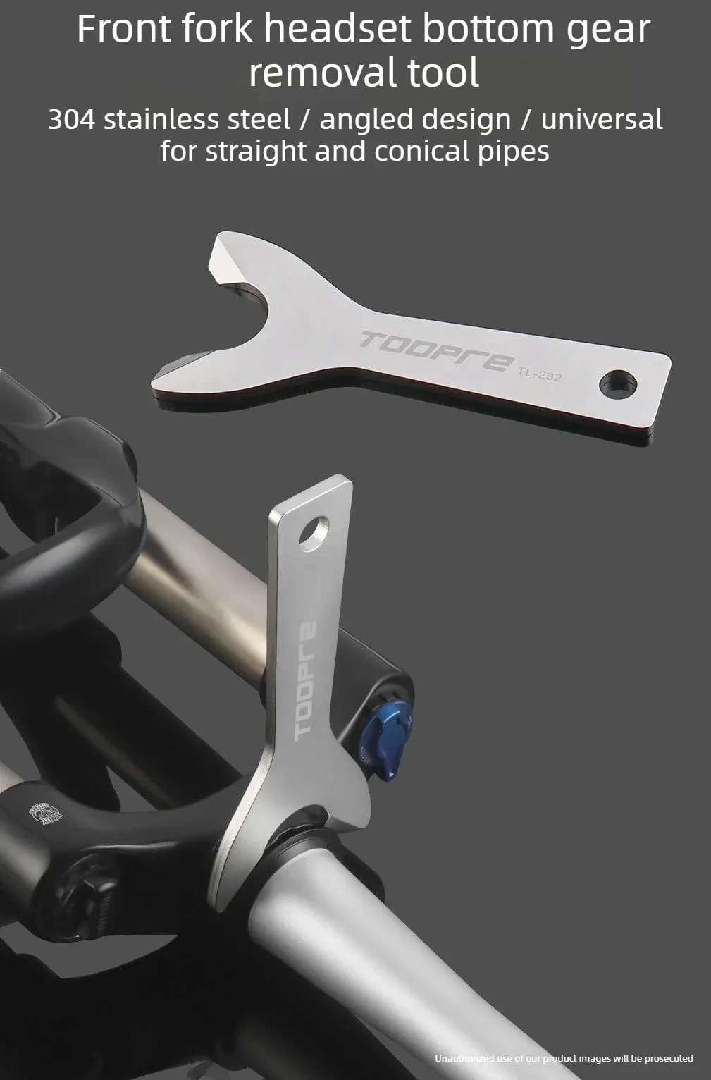 Fahrrad-Vorderradgabel-Kopfset-Demontagewerkzeug für 1-1/2" 1-1/8" Gabel Fahrrad-Kopfset-Kronenlager-Entferner Schraubenschlüssel Zubehör – Detail 1
