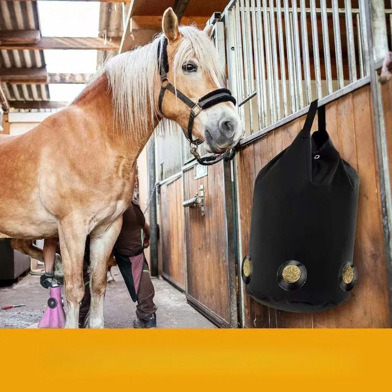 New Black Oxford Cloth Porous Durable Hay Feeder Bag Large Capacity Hay Hanging Bag Horse Supplies Horse Care Products