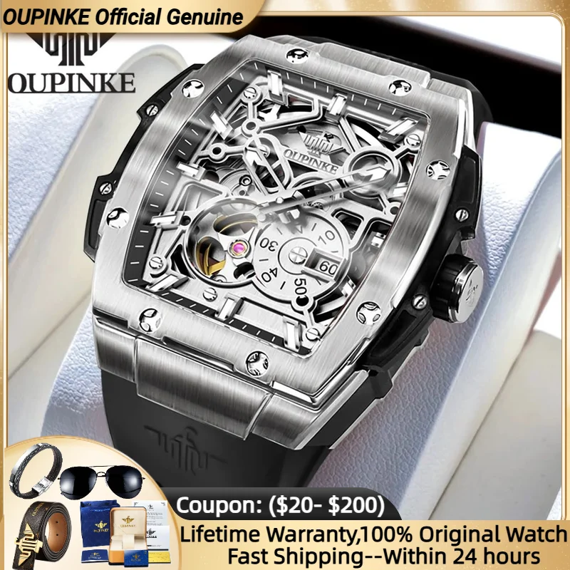 

OUPINKE 3213 Original Automatic Mechanical Watch Chronograph Hollow out Imported Movement Man Watches High end Clock