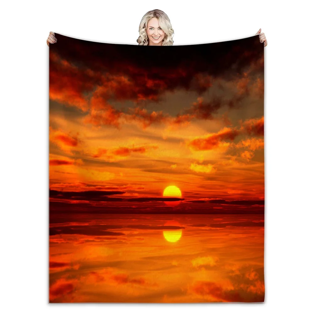 Landscape Beach Sea Water Spring Summer Custom Travel Blanket For Camping Soft Flannel Fleece Throw For Sofa Bed Cover