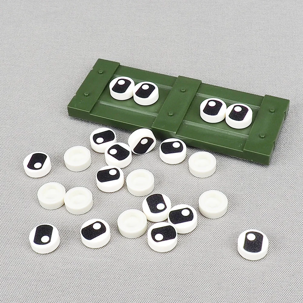 MOC 10PCS Printed Circular Long White Eye Pattern Building Block 98138 Person Figuresed Compatible Accessories Toy Children Gift