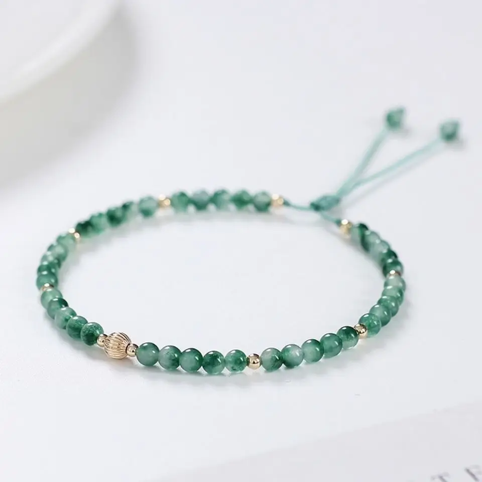 ‌Moss Agate Handmade Anklet Bracelet Women Boho Chic Nature Inspired Artisan Jewelry Best Friend Gift Forest Style Adjustable‌