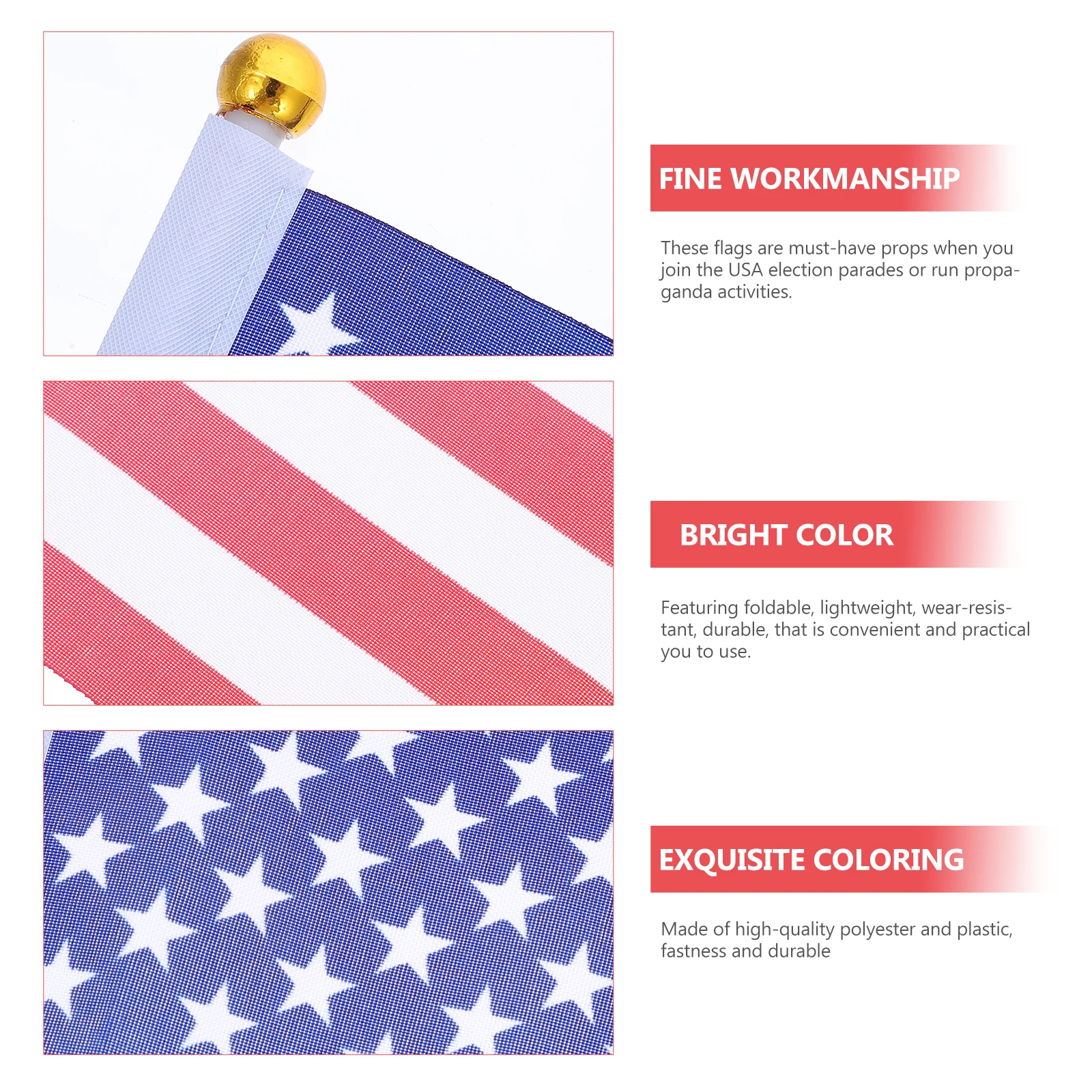 

100pcs American Hand Waving Flag Mini USA Durable Foldable Lightweight Party Independence Day Parade Cheering Flags
