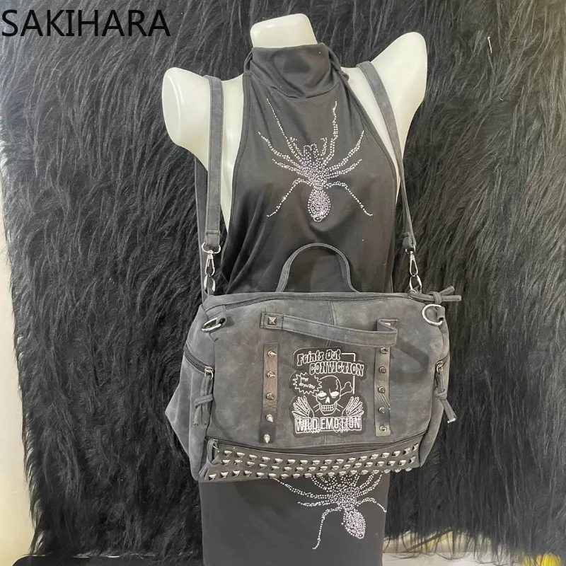 Torby Crossbody American Retro Heavy Beading Y2k Torebki damskie o dużej pojemności Casual Solid Color Fashion Bolsas Para Mujeres