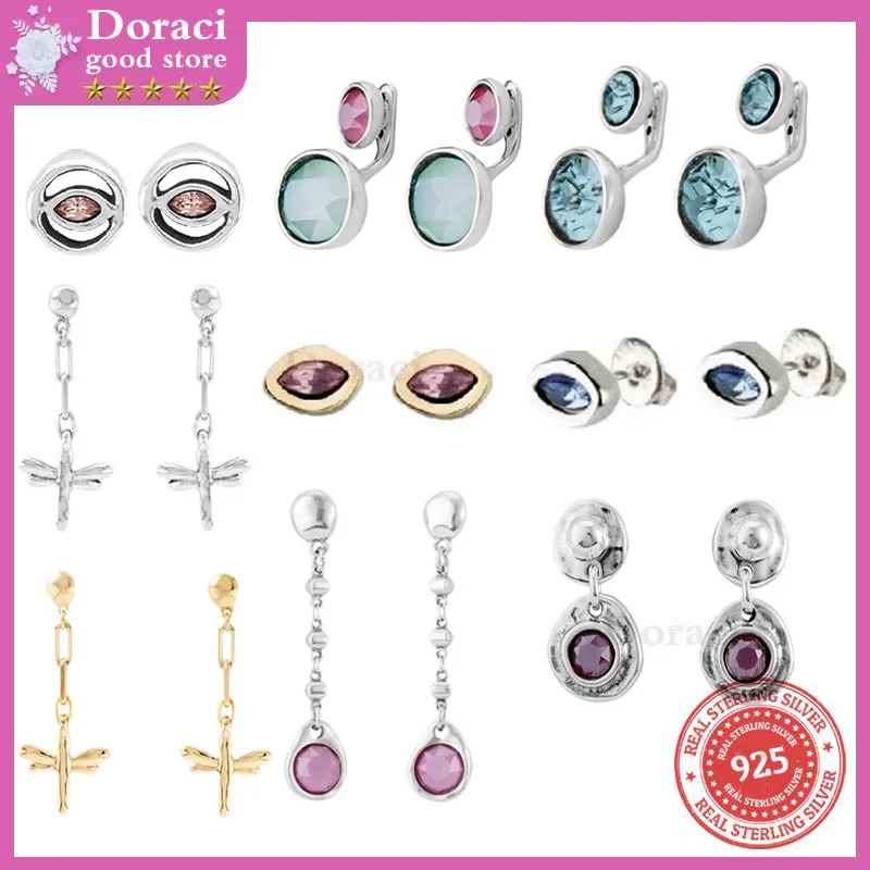 S925 Silver Spanish High Quality Classic Earrings with Precious Stones Specially Designed for a Small and Trendy Girl Must Have