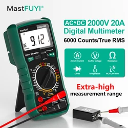 MASTFUYI FY890C Digital Multimeter 6000 Count AC/DC 2000V/20A True RMS Temperature Tester for Electrician Photovoltaic Mining