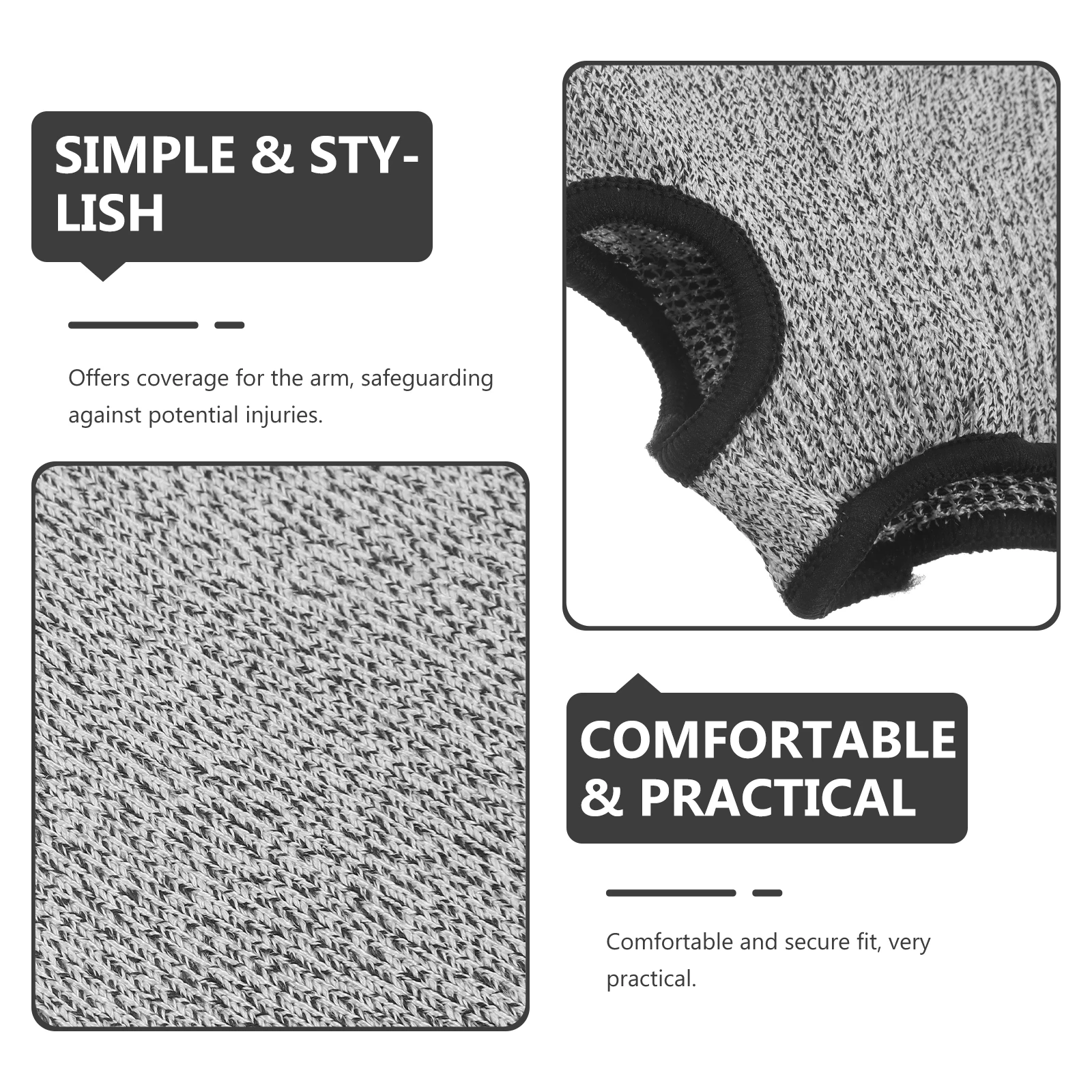 

2pcs Anti-Cut Arm Sleeves 45cm Gray White Forearm Protectors Cut Resistant PE Material Welding Gardening Repair Work Practical
