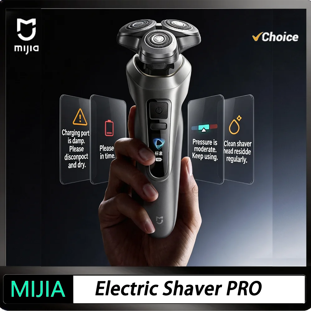 MIJIA Electric Shaver Pro – 360° Floating Head,Dual Ring Lock,Smart Color Display,IPX8 Wet & Dry,USB-C,Long Battery Razor -CN