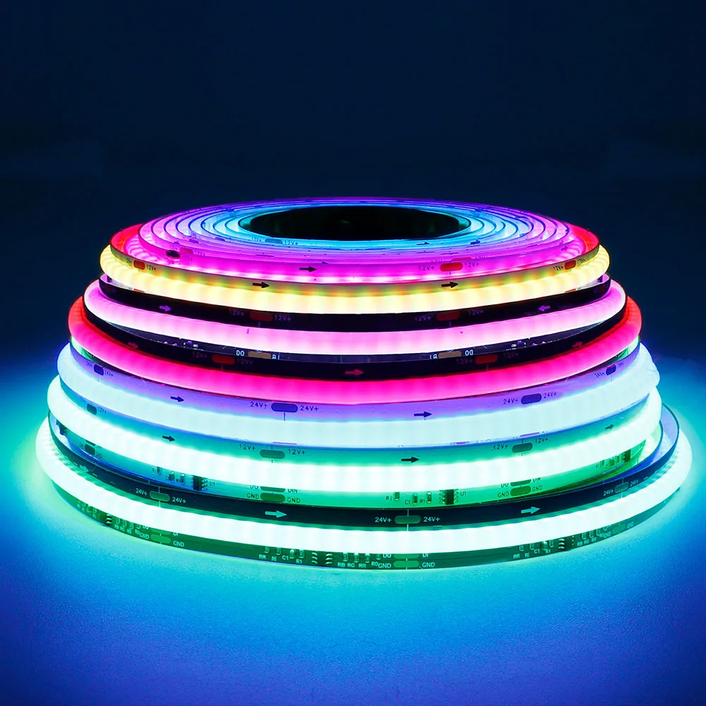 WS2811 Addressable SPI RGB IC LED Light Strip 576/720LEDs/m Dream Color WS2812B High Flexible FOB COB Lights RA90 DC5V/12V/24V