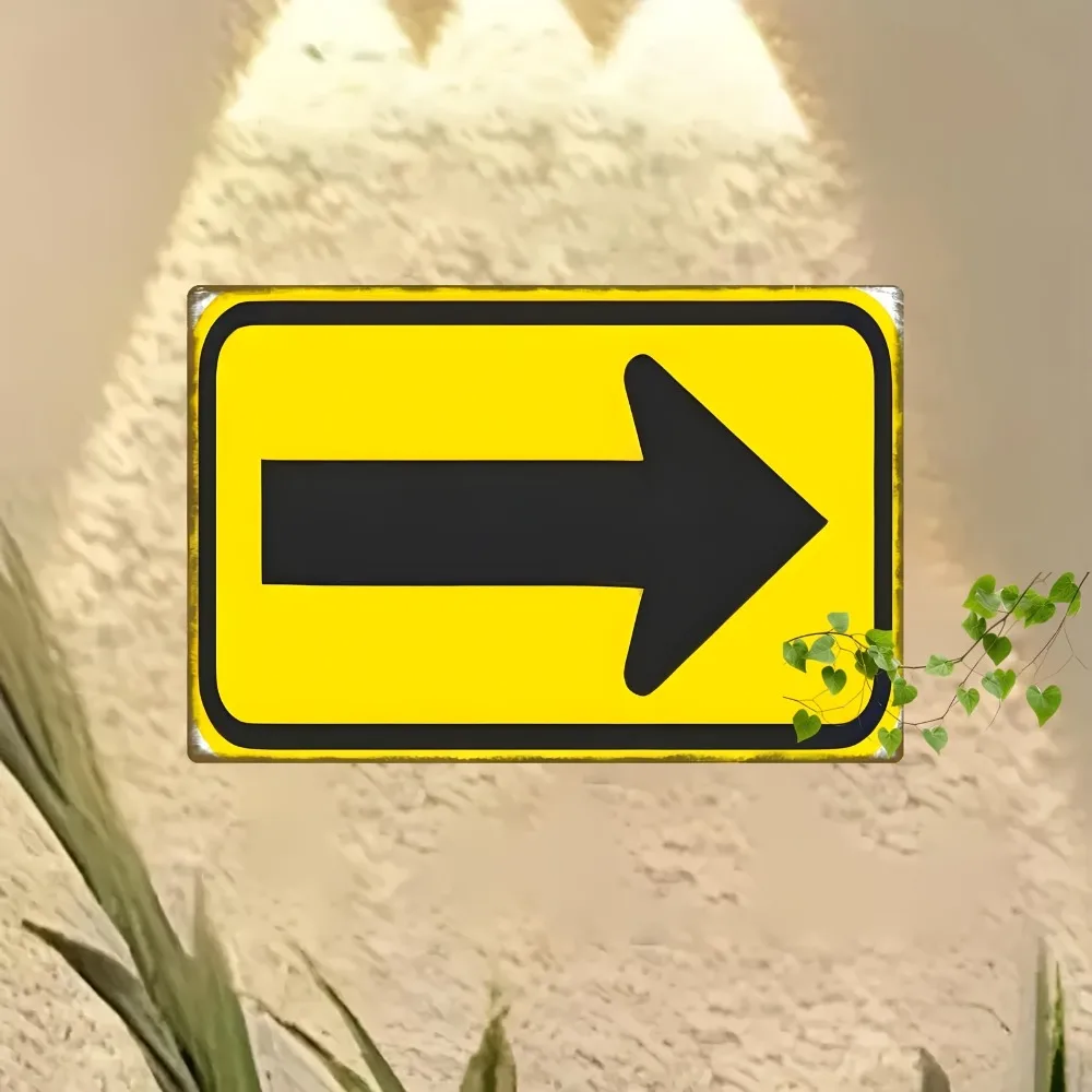 CIFBUY Iron Wall Art Bold Yellow Black Metal Arrow Sign Waterproof Durable For Home Office Club Indoor Outdoor Navigation 8x12in