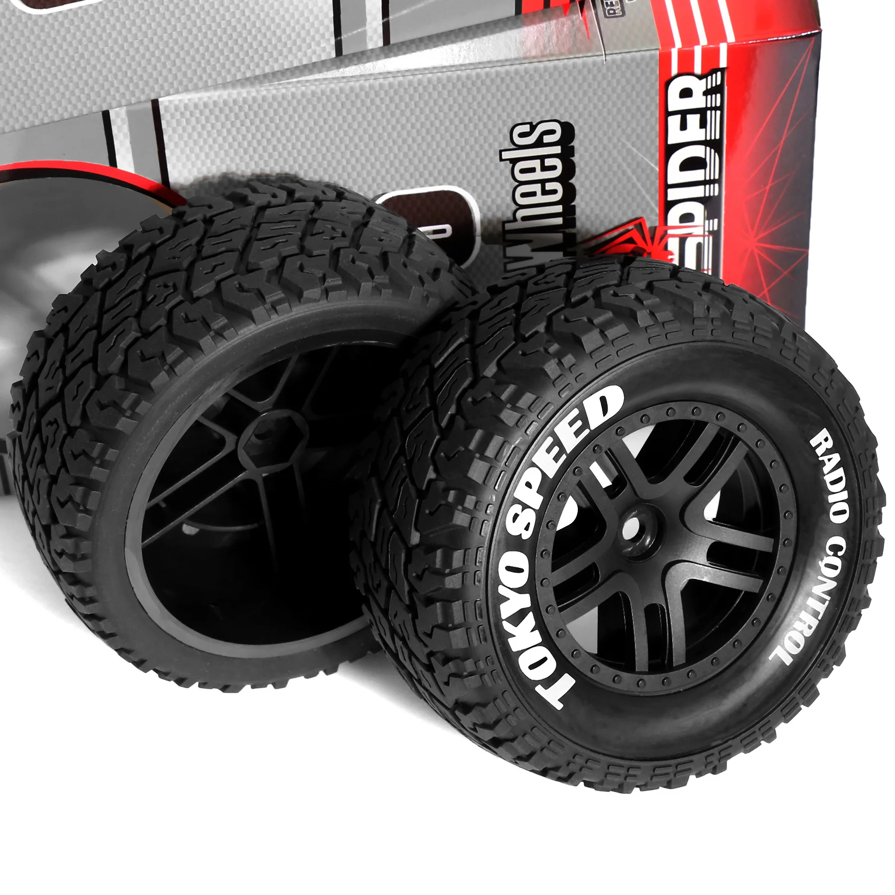 RED SPIDER 1,9 Beadlock-Rad aus Aluminium und 1,9 RC-Crawler-Reifen für Traxxas TRX4 Axial SCX10 SCX10 II III Redcat Gen 8 4 Stück