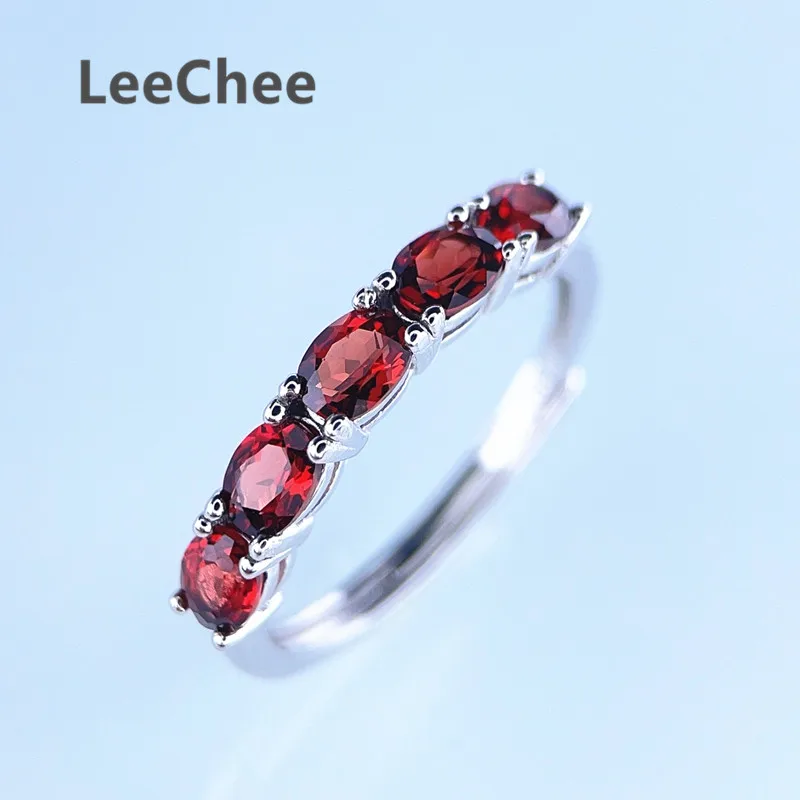 3*4MM Garnet Topaz Band Ring 5 Pieces Natural Colorful Gemstones Fine Jewelry for Girl Anniversary Gift Real 925 Sterling Silver