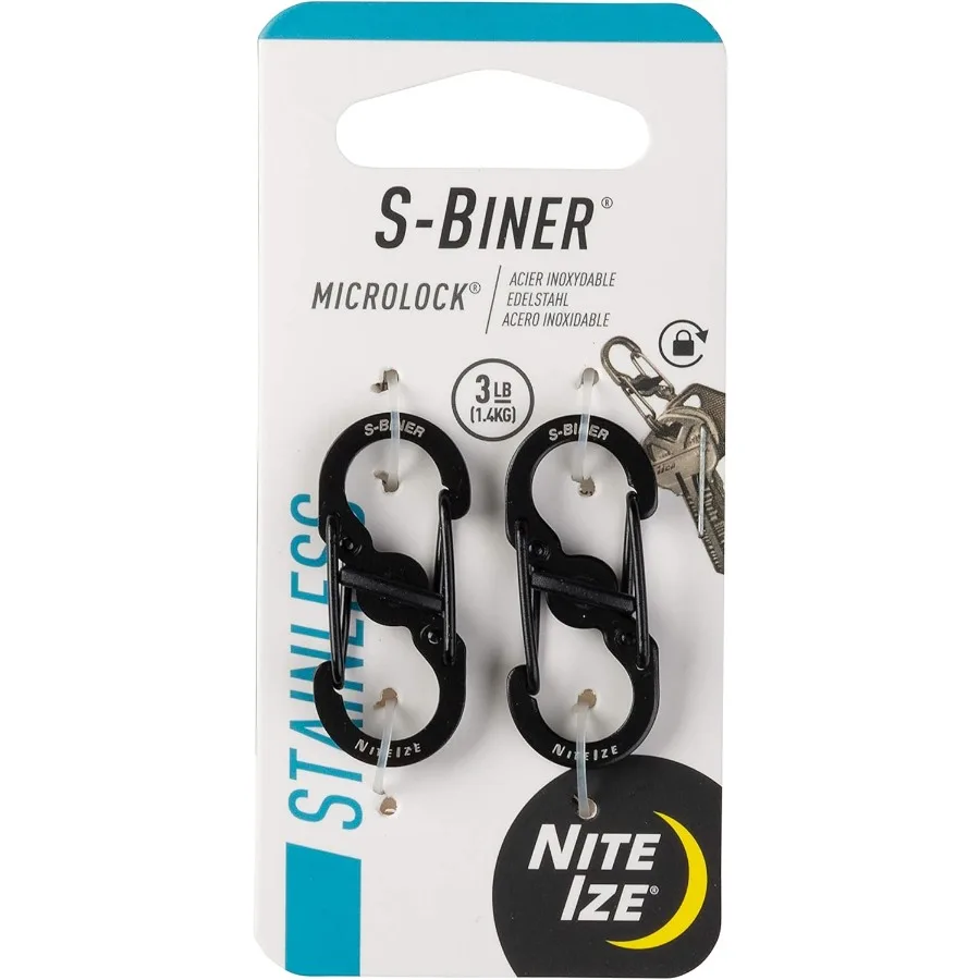 

SBiner MicroLock Нержавеющая сталь SBiner с замком, двусторонние ворота, безопасные ключи с карабином, держатель для ключей, черный, 2 шт.