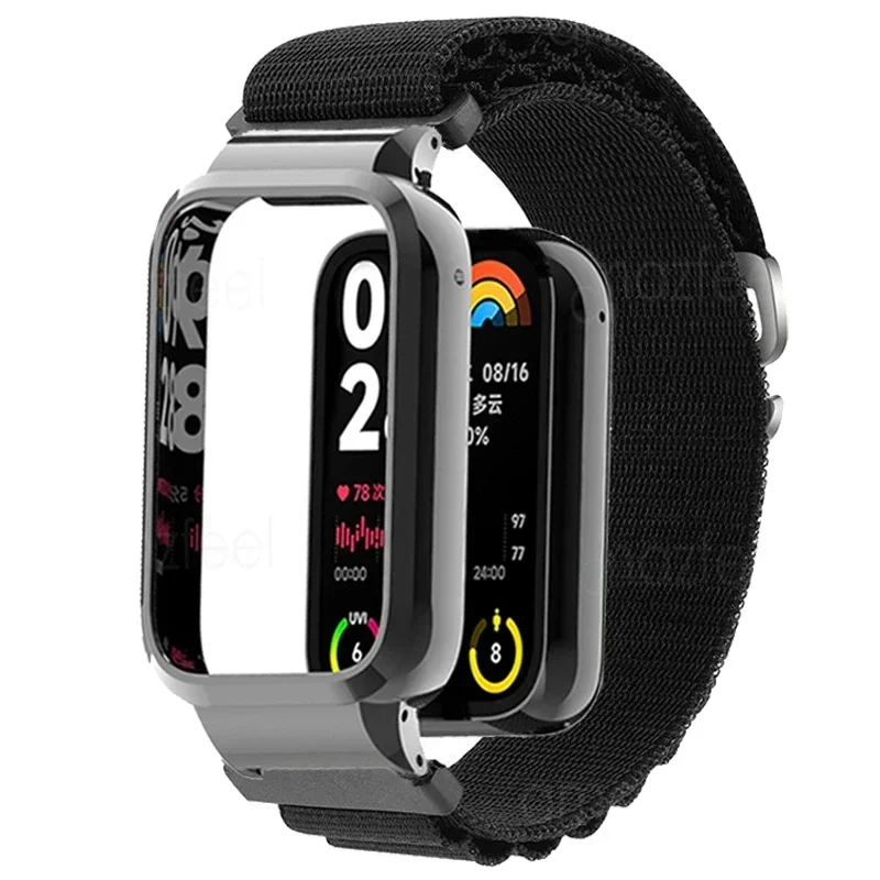 حزام نايلون لـ Xiaomi Mi Band 8 7 Pro سوار Correa لـ Xiaomi Miband 7 8 Pro Bands حافظة معدنية من الفولاذ المقاوم للصدأ