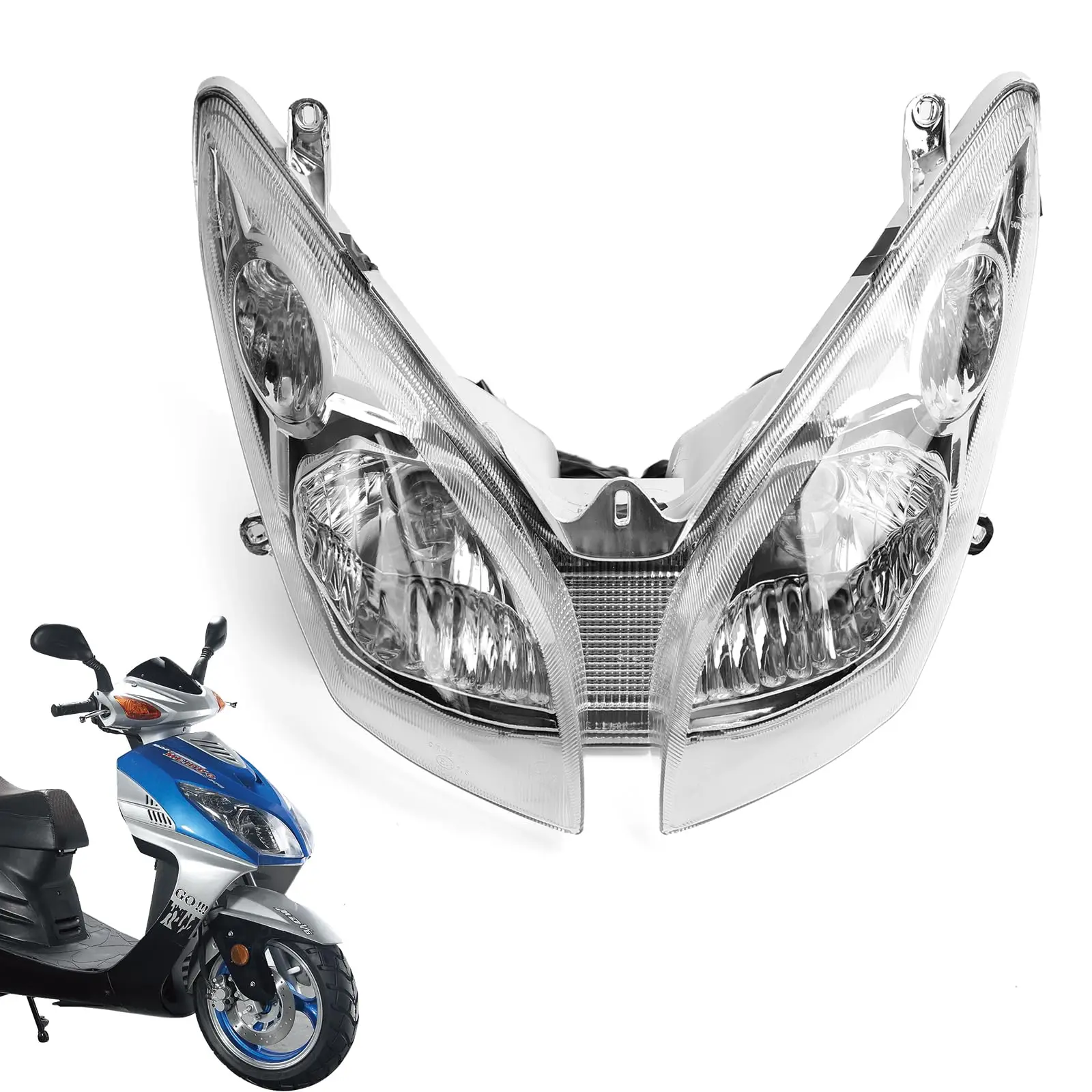 

Motorcycle Head Light Assembly 12V 35W Fit for Chinese Scooter Jonway 125cc 150cc 4 Generations,Halogen Yellow Light