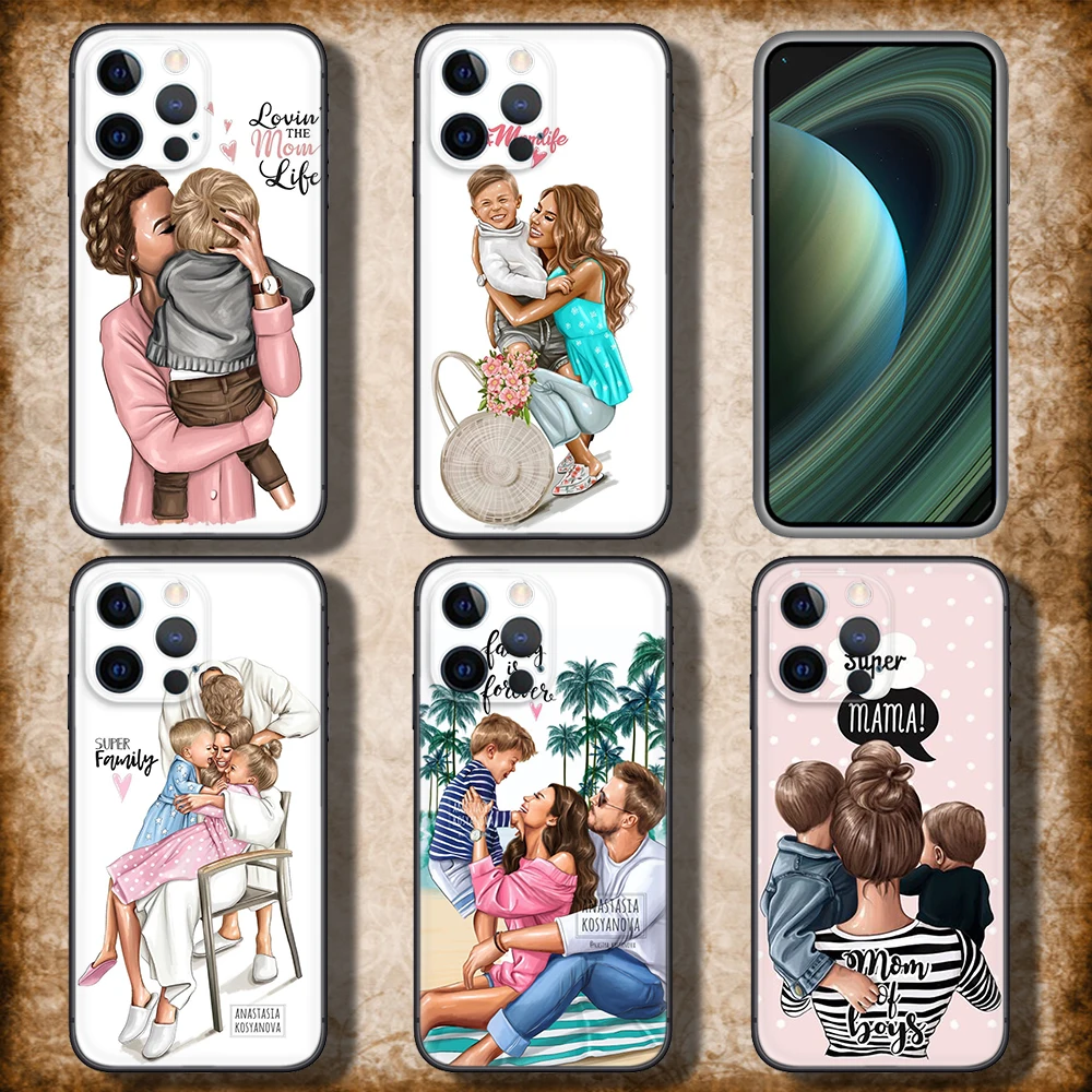 C219 Super mom girl Colorful Cute Soft Case for Redmi Note 11 11S 10 10T 10 Pro Max 10S 9T 9 9S 8 8T 7 Xiaomi Mi 11 11I 12 12X