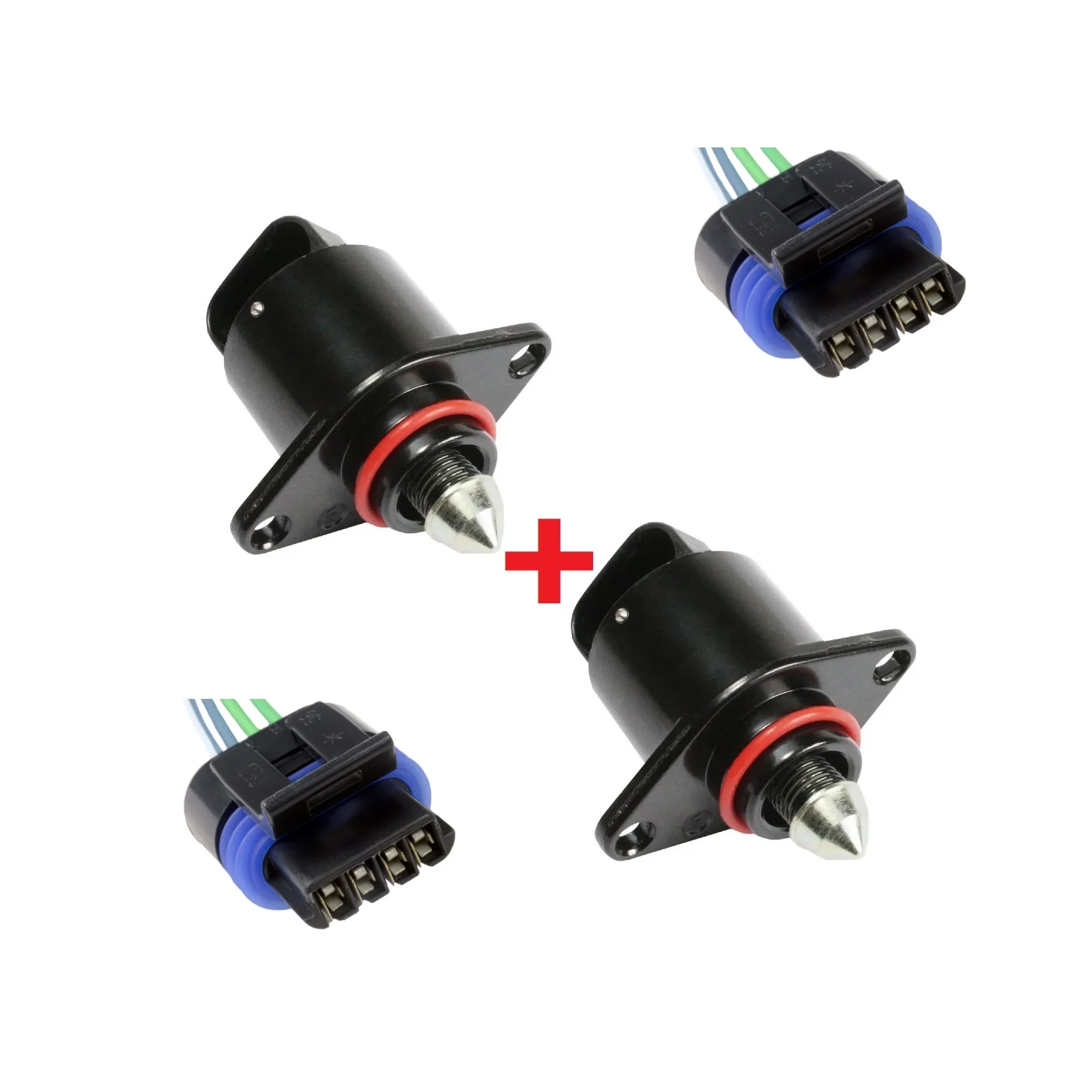 2 x Idle Air Control (IAC) Valve Module Motor + Connector for Harley-Davidson Dyna Softail Touring Twin Power 27658-06 / 2765806